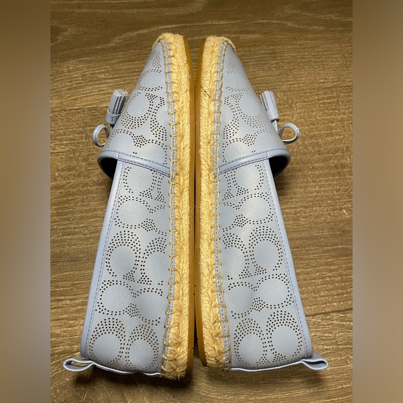 Women's COACH Shoes Size 9 Denim Blue Jacquard SIG C CODI Espadrille Flat - Picture 3 of 4